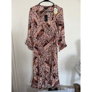 thalia sodi Semi Wrap Dress Autumn Colors, Snake Print ,Side Zipper, Size XL